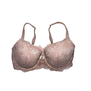 Body by Victoria Blush Pink Allover Lace Lined Demi Push-up Bra 34DD Women’s